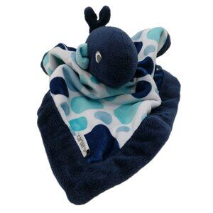Carters Whale Plush Lovey Navy Blue Circle Polka Dot Baby Security Blanket 13"